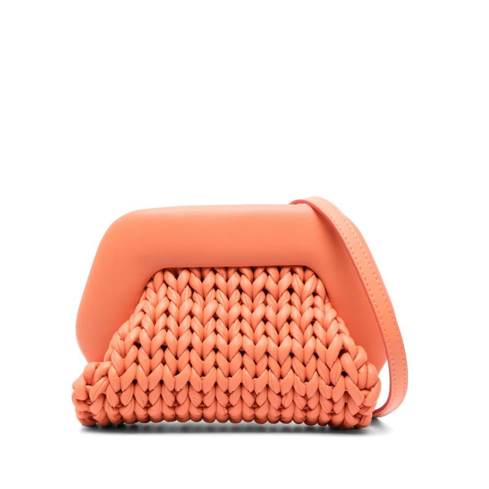 Themoirè cable knit leather satchel bag